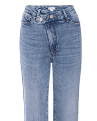 Good American - Women's Straight Leg Crossover Waistband Jeans