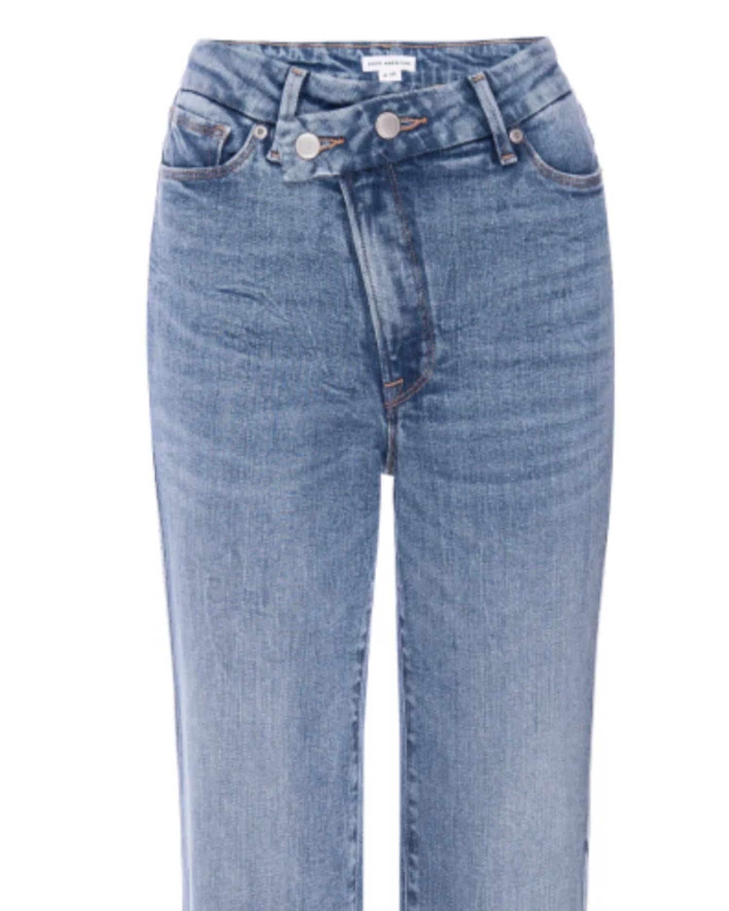 Good American - Women's Straight Leg Crossover Waistband Jeans