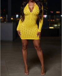 Jnk - Distress Over Stress Long Sleeve Distress Detail Mini Dress