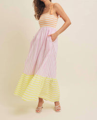 In February - Stripe Smocked Maxi Dress