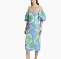 Rhode - Karima Short Puff Sleeves Midi Dress