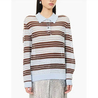 Zankov - Pointelle Stripe Polo Top