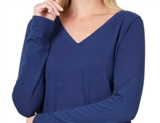 Zenana - Long Sleeve Round Neck Hem Top