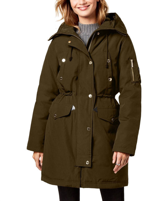 Cinch Waist Down Parka Puffer Jacket