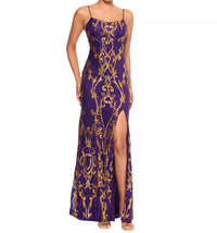 Betsy & Adam Women's Sequined Patterned Gown in purple - women's dress