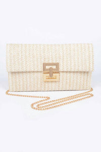 3Am By H&D Accessories - Women's Faux Straw Flap Clutch With Clasp