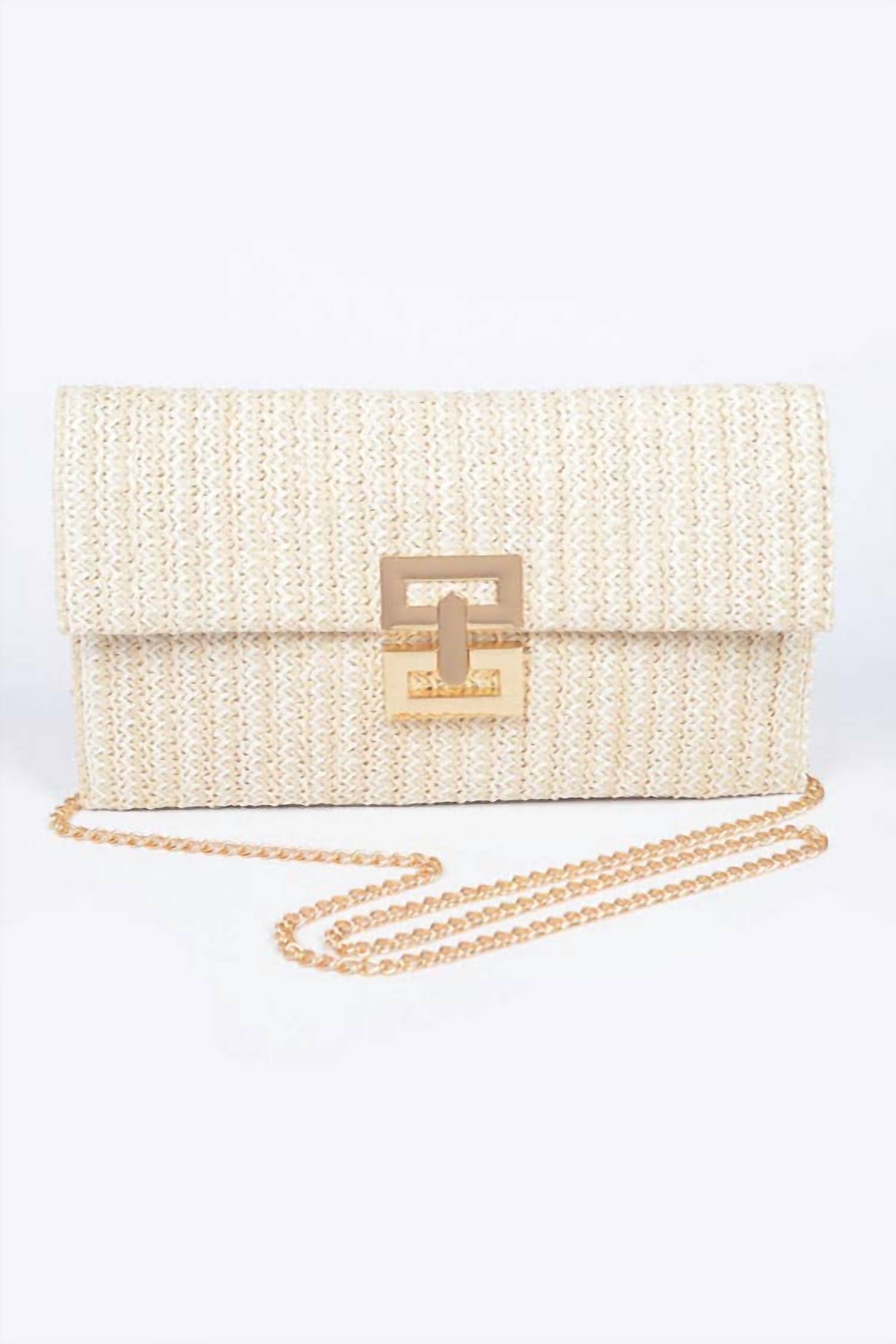 3Am By H&D Accessories - Women's Faux Straw Flap Clutch With Clasp