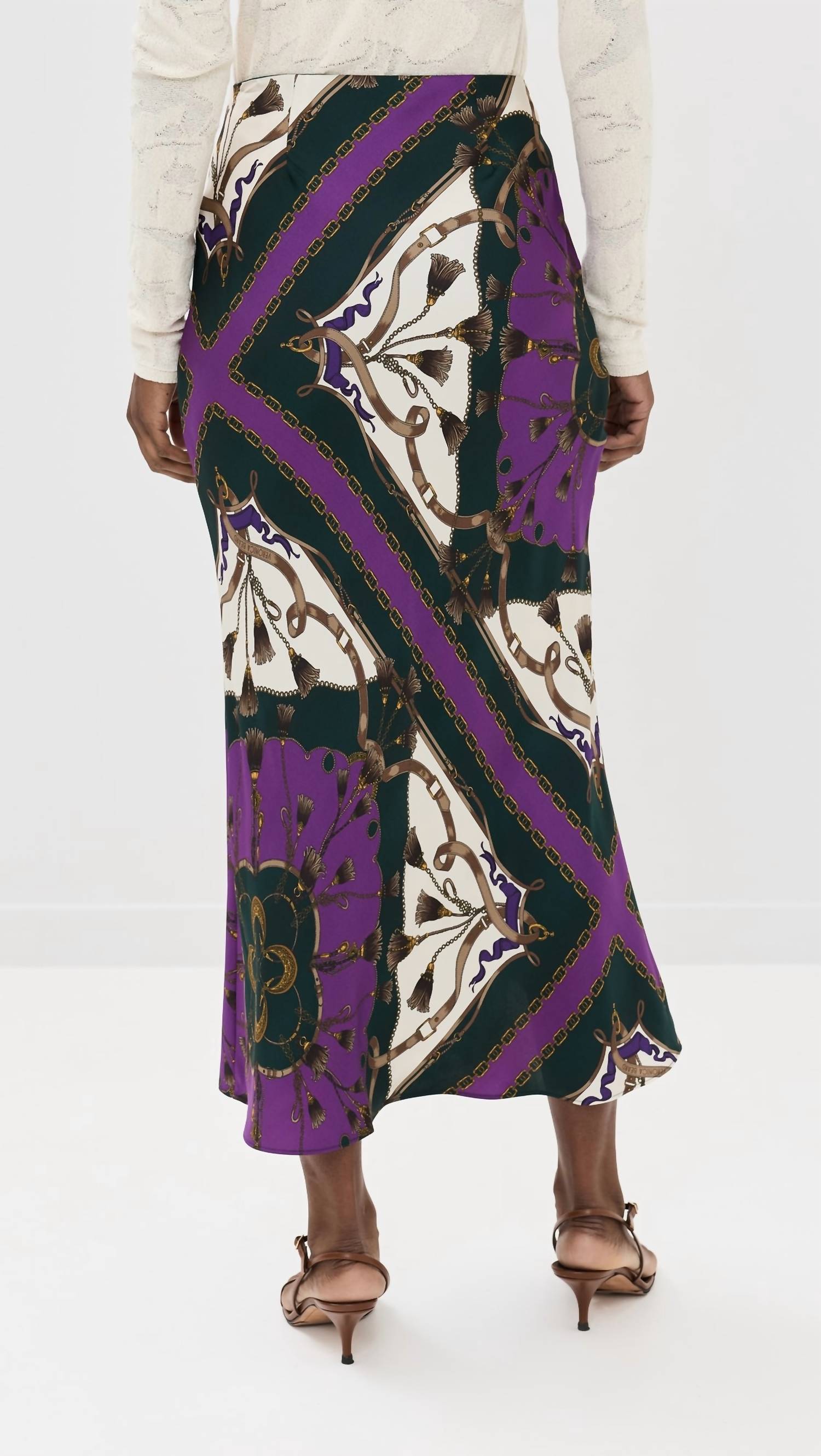 Veronica Beard Clover Skirt in pine multi - women's skirt - alternate view