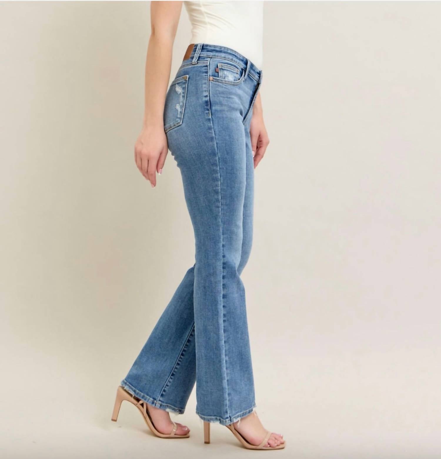 Judy Blue - Destroyed Hem Rise Bootcut Jeans