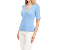 Karen Kane - Short Sleeve Ribbed Cardigan Sweater