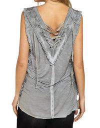 Pol - Never Before Lace-Up Back Tank
