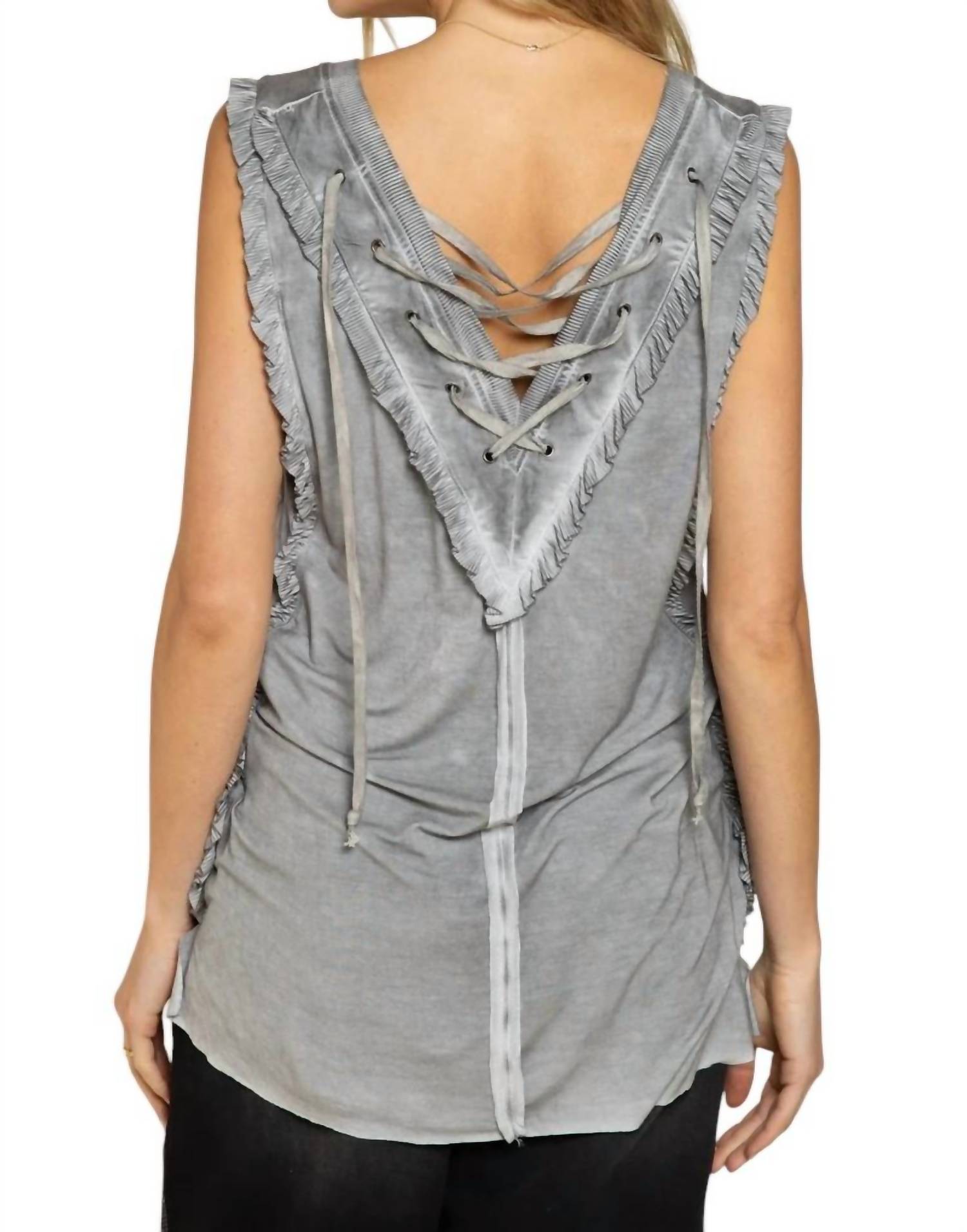 Pol - Never Before Lace-Up Back Tank