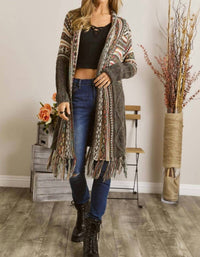 Adora - Maya Fringe Hem Aztec Cardigan
