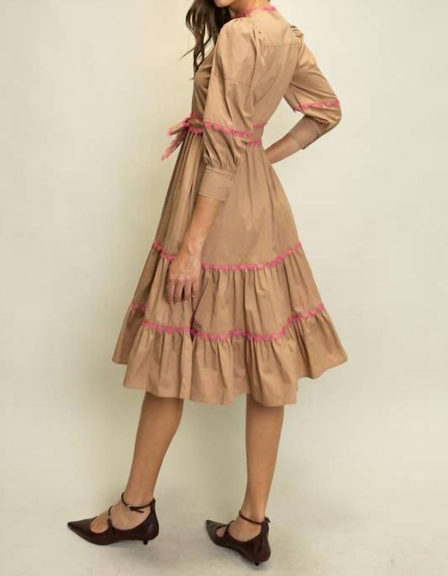 Heyson - Scallop Trim Tiered Midi Dress