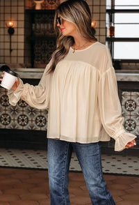 Lovesoft - Pleated Ruffle Chiffon Blouse