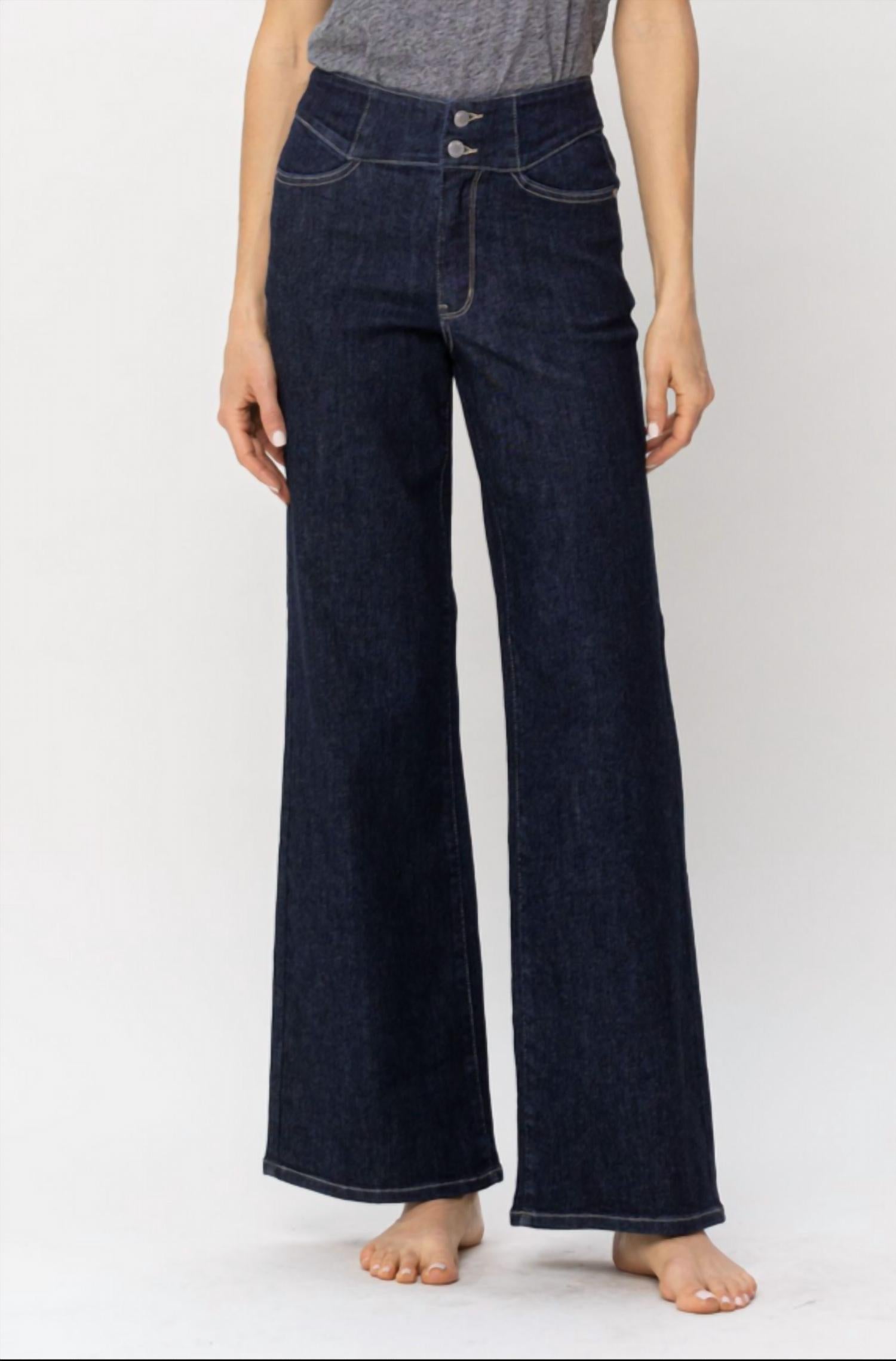 Judy Blue - High Waist Rinse Wash Geometric Waistband Jeans