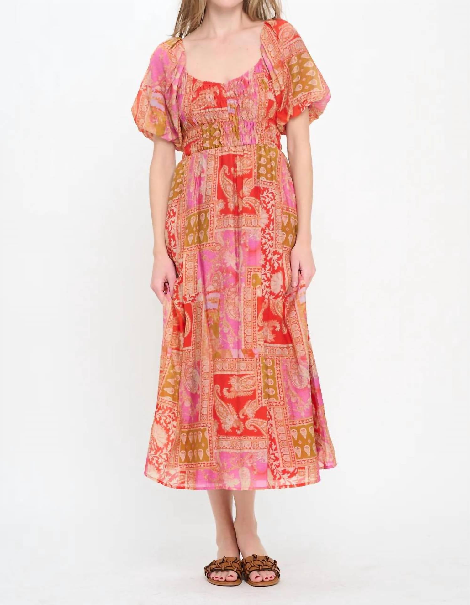Meet Me In Santorini - Puff Sleeves Maxi Dress