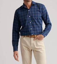 PETER MILLAR Bar Harbor Performance Flannel Shirt in blue haze - men's shirt