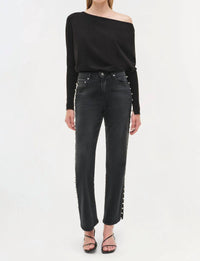 JONATHAN SIMKHAI Amelia High Rise Jeans in black - women's jeans