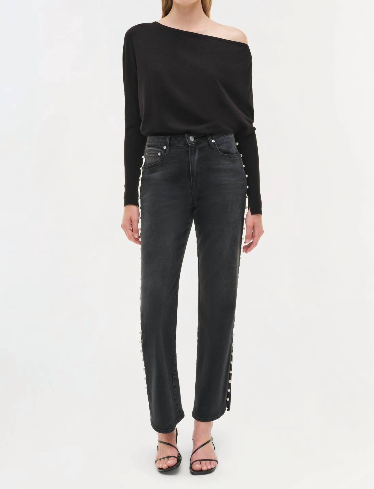 JONATHAN SIMKHAI Amelia High Rise Jeans in black - women's jeans