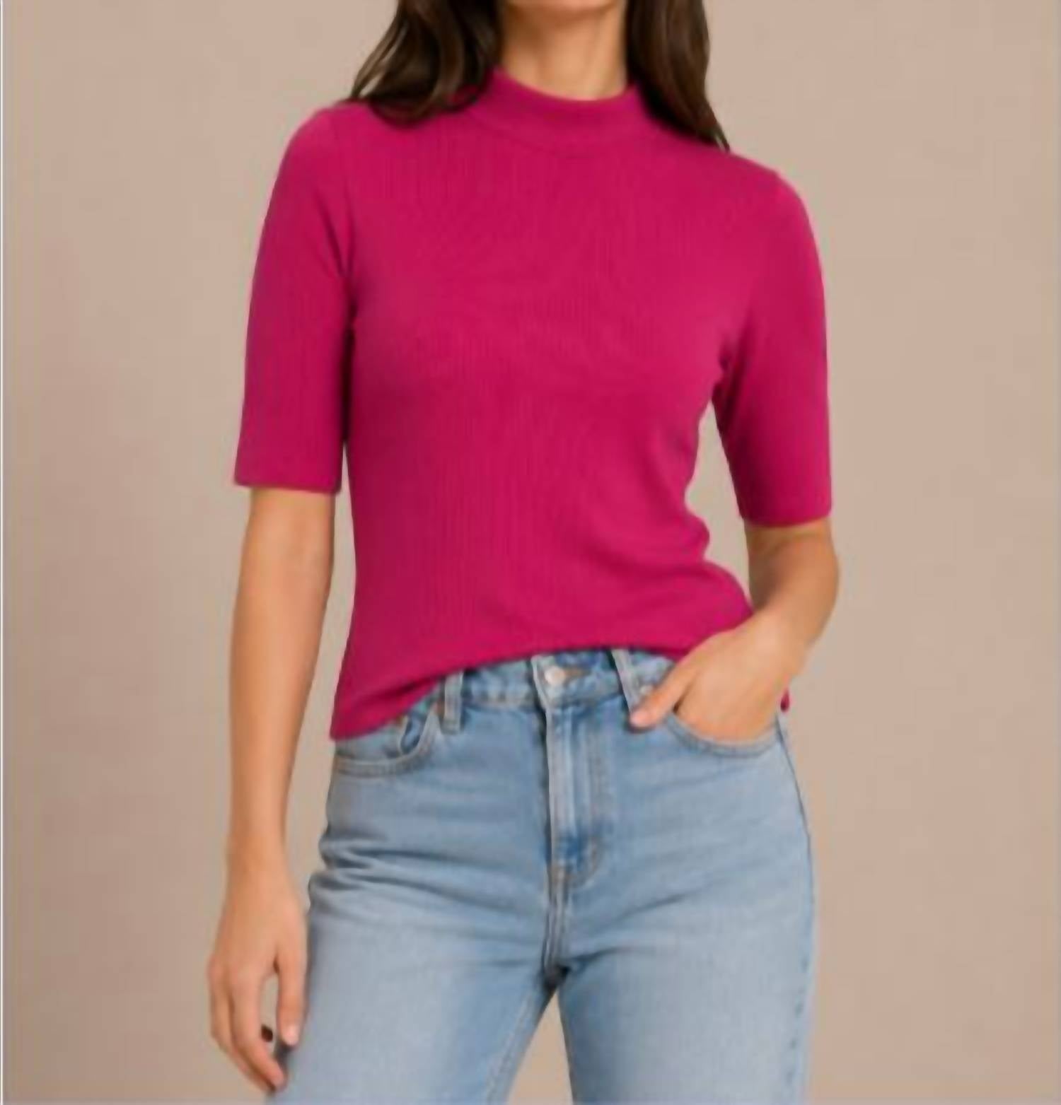 Stateside - 2x1 Rib Short Sleeve Mock Top