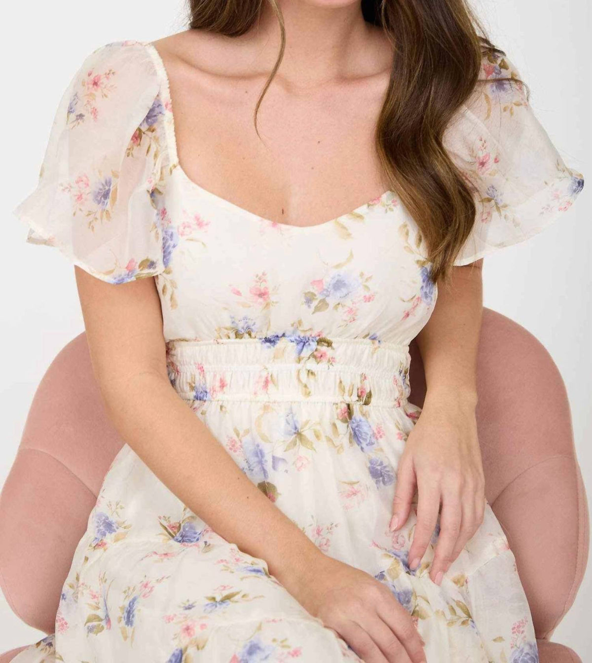 Blu Pepper - Floral Chiffon Midi Dress