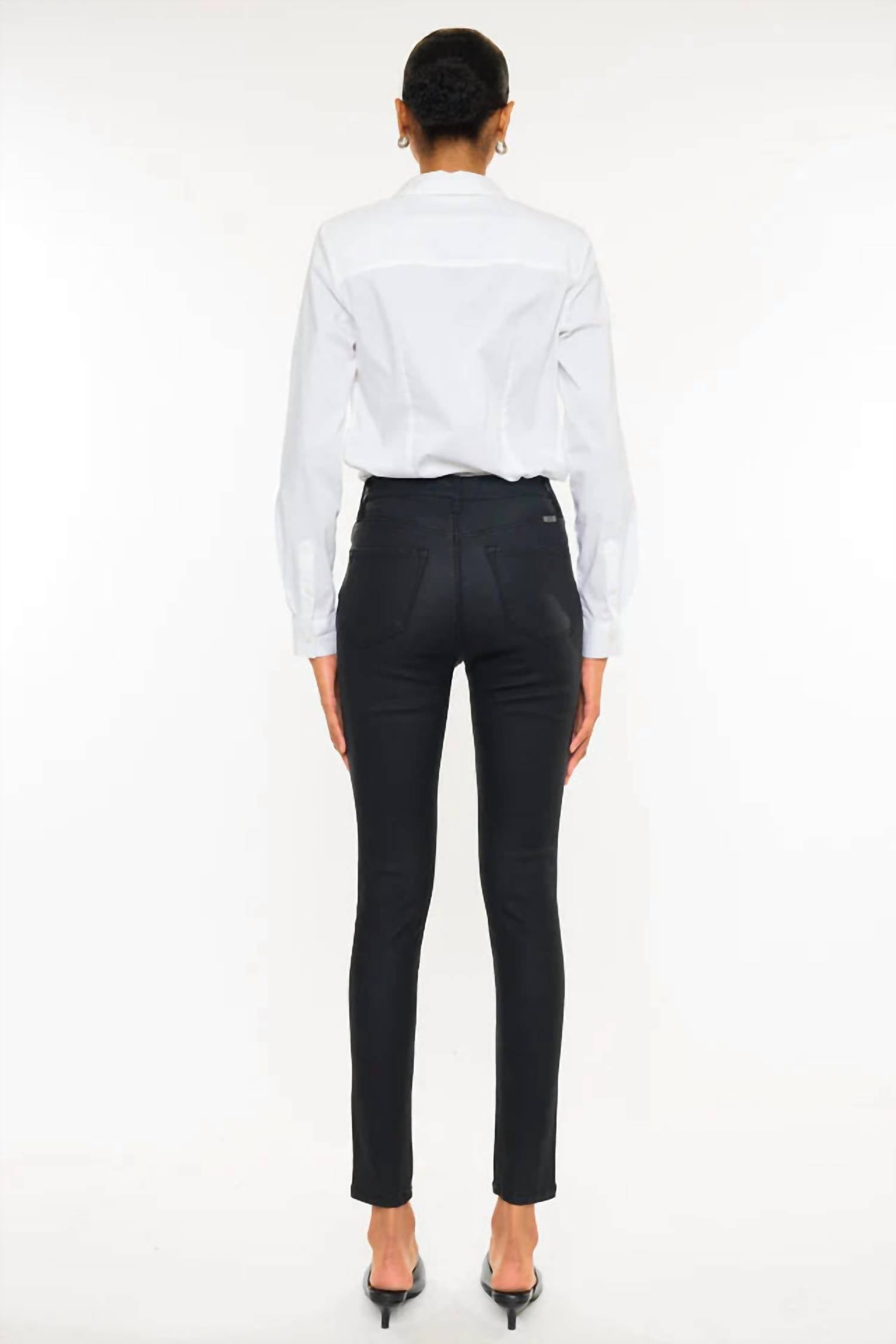 Kancan - High Rise Faux Leather Jeans