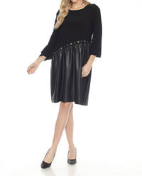 Joseph Ribkoff - Women's Grommet Accent Faux Leather Shift Dress