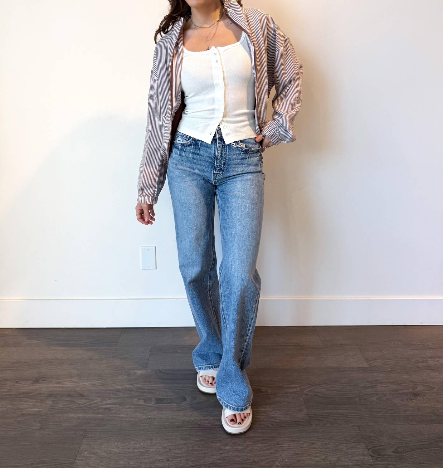 Buttermelon - Mel Collared Zip Front Drawstring Jacket