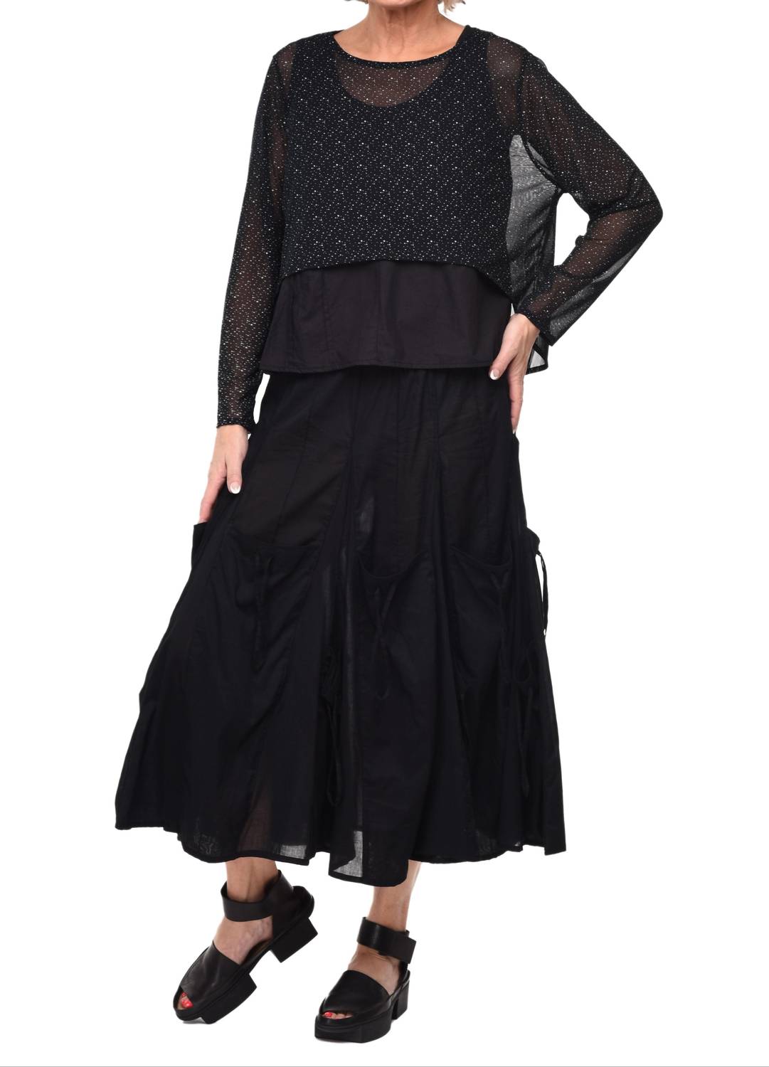 Tulip Clothing Arabella Pullover in black - women's blouse - alternate view
