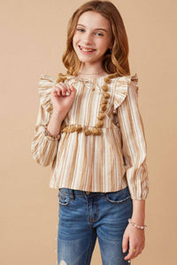 Hayden Girls - Stripe Tasseled Bodice Top