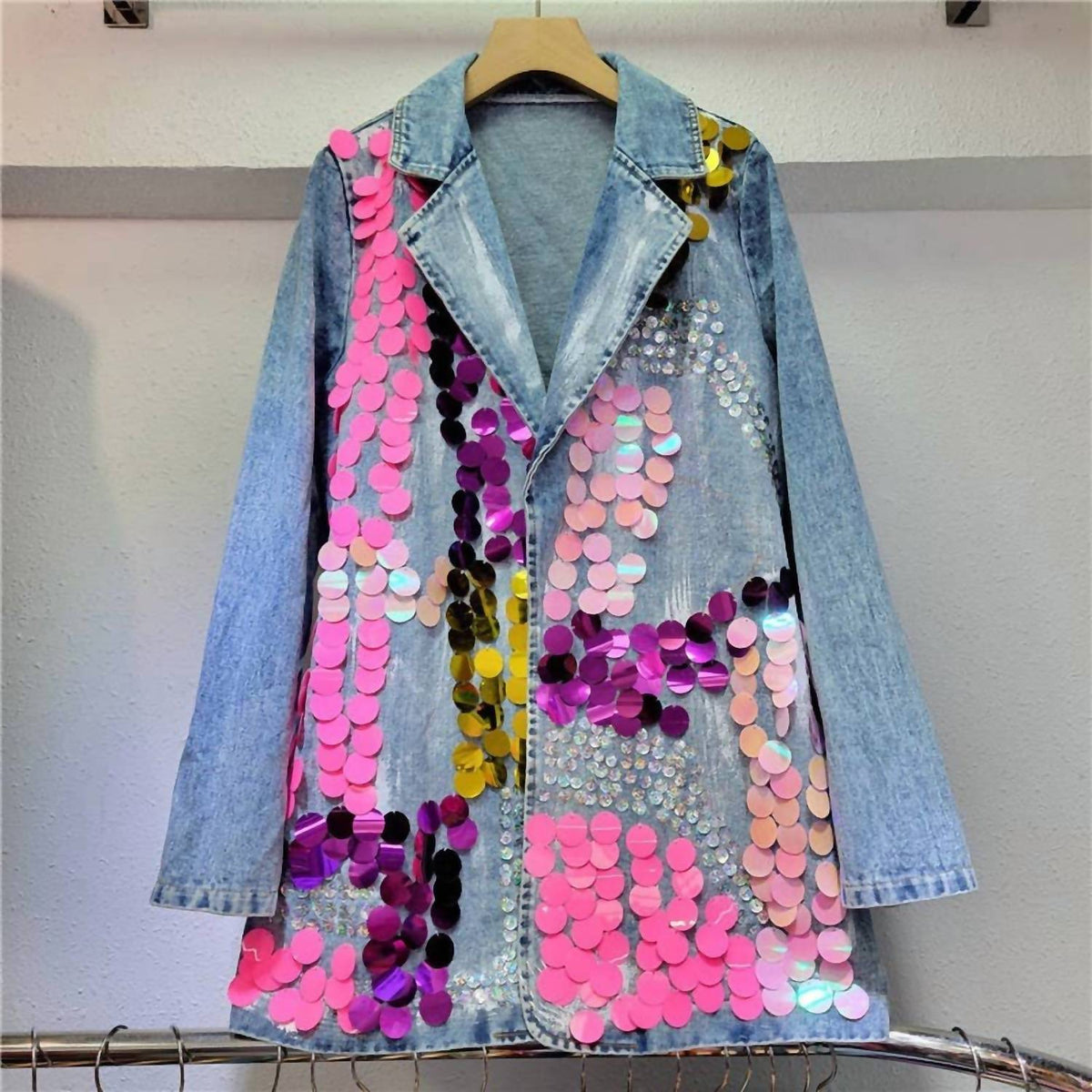 Productseeker - Tao Hand-painted Sequined Denim Blazer