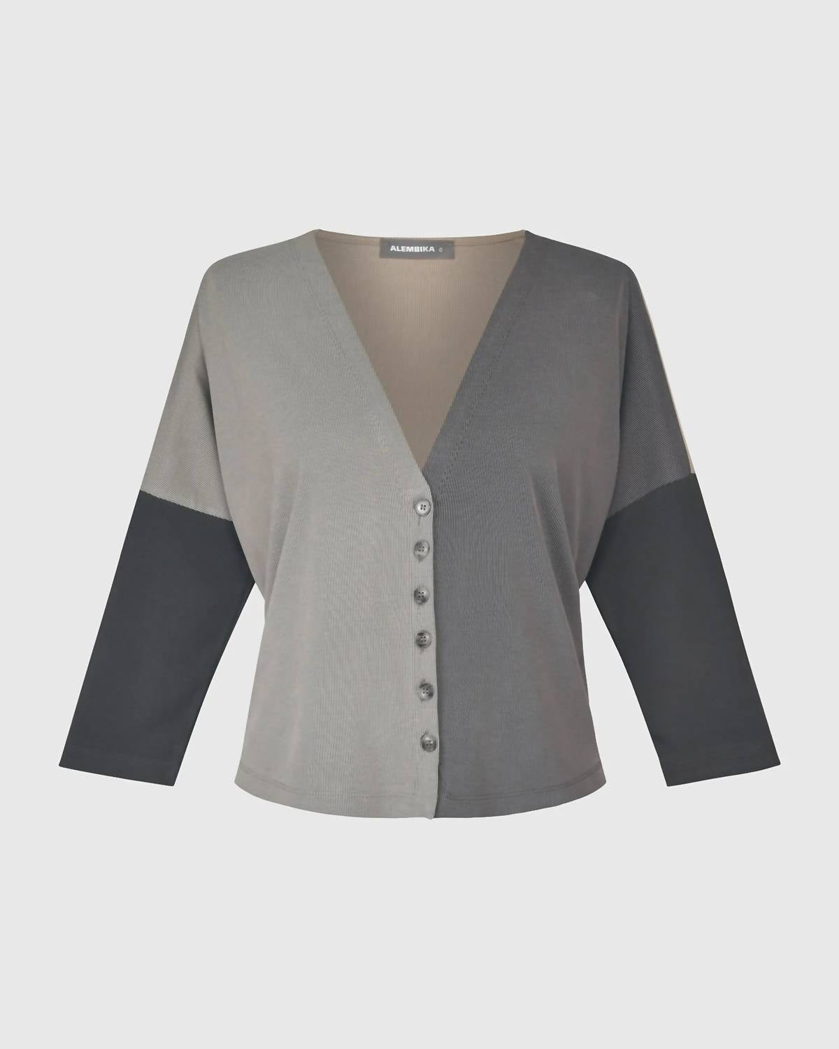 ALEMBIKA Essential Colorblock Cupro Cardigan in multi - women's cardigan - view 10