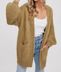 Bluivy - Chunky Cable Sleeve Lantern Cardigan