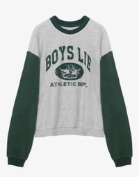 BOYS LIE Athletics Kara Crewneck Sweatshirt in grey green - women's top - alternate view