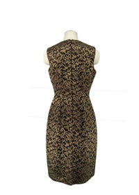 Carmen Marc Valvo Women's Sleeveless Lace Midi Dress in gold - women's dress - alternate view