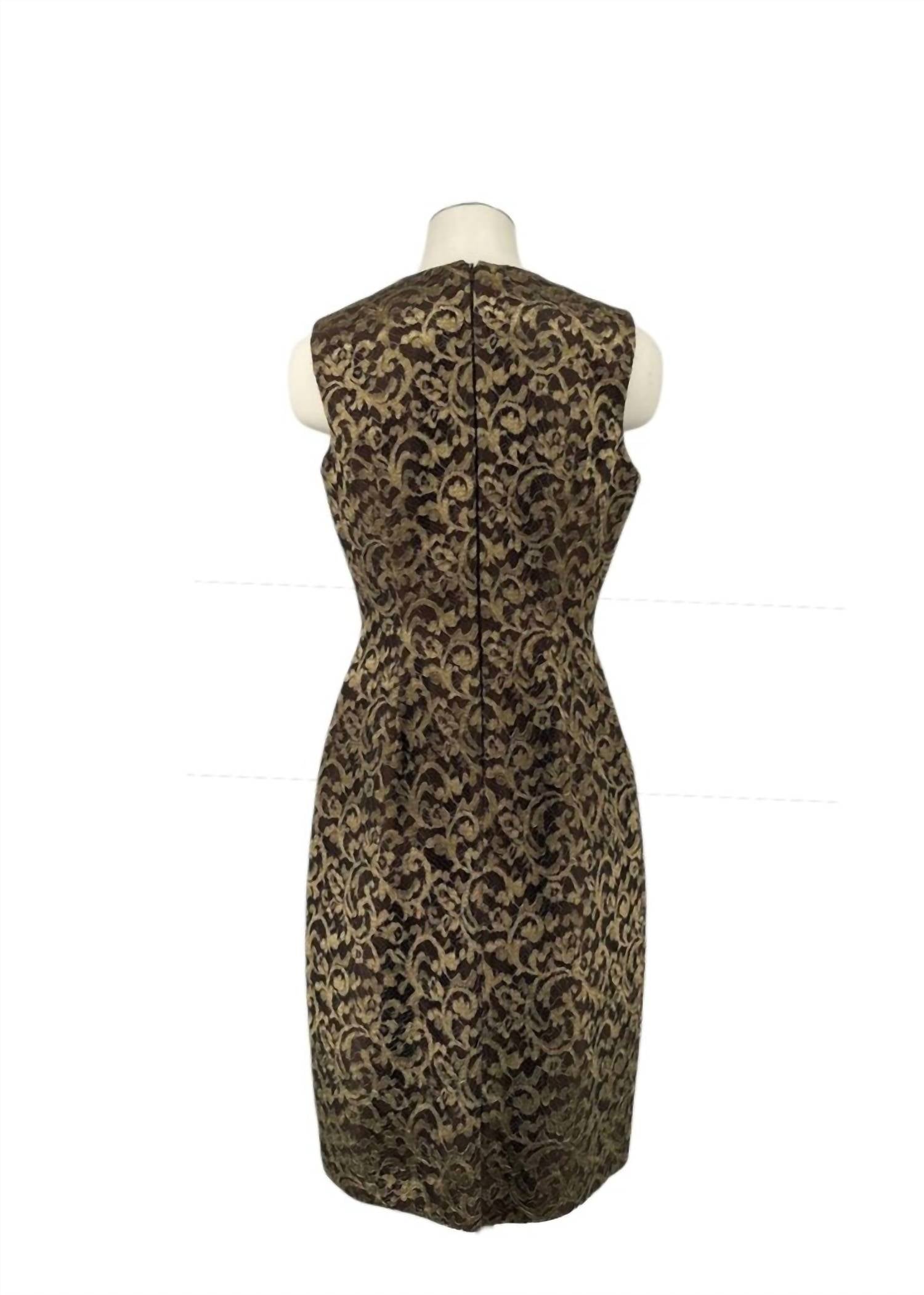 Carmen Marc Valvo Women's Sleeveless Lace Midi Dress in gold - women's dress - alternate view