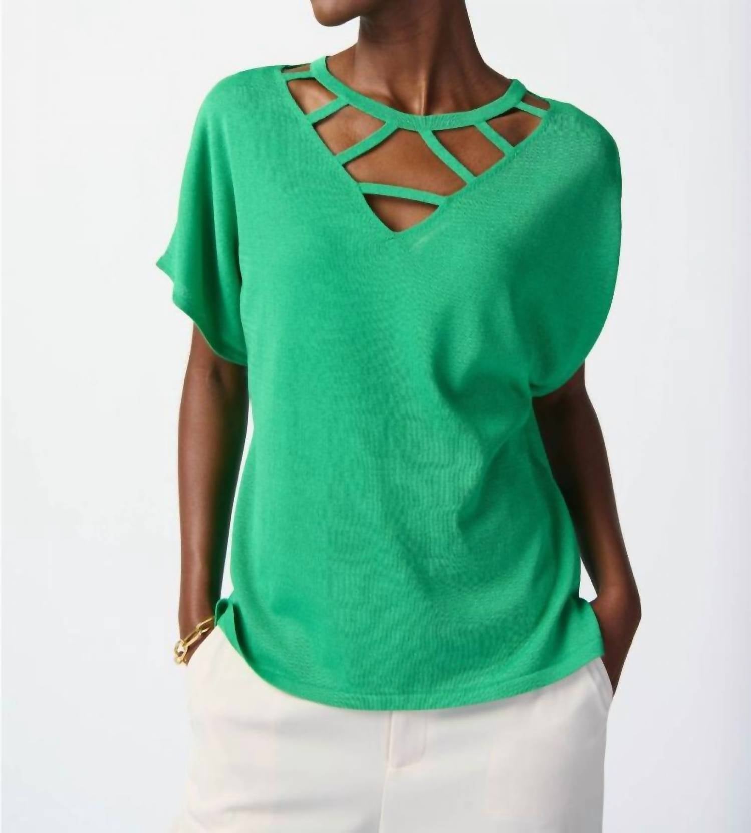 Joseph Ribkoff - V-neck Cut-out Pullover