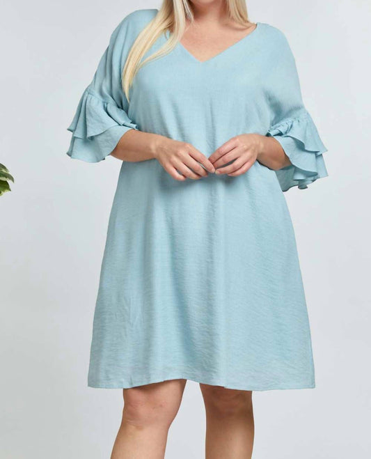 Open Back Ruffle Sleeve Plus Dress