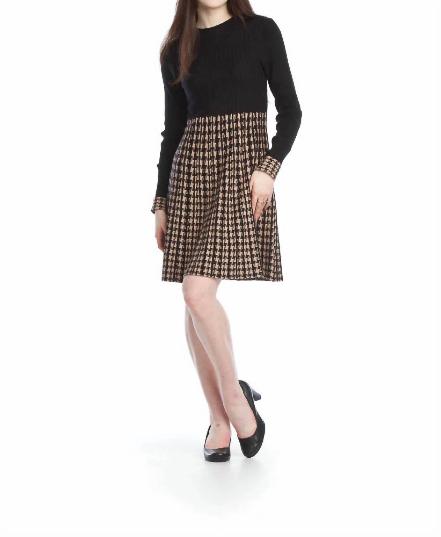 Papillon - Houndstooth Ribbed Dress