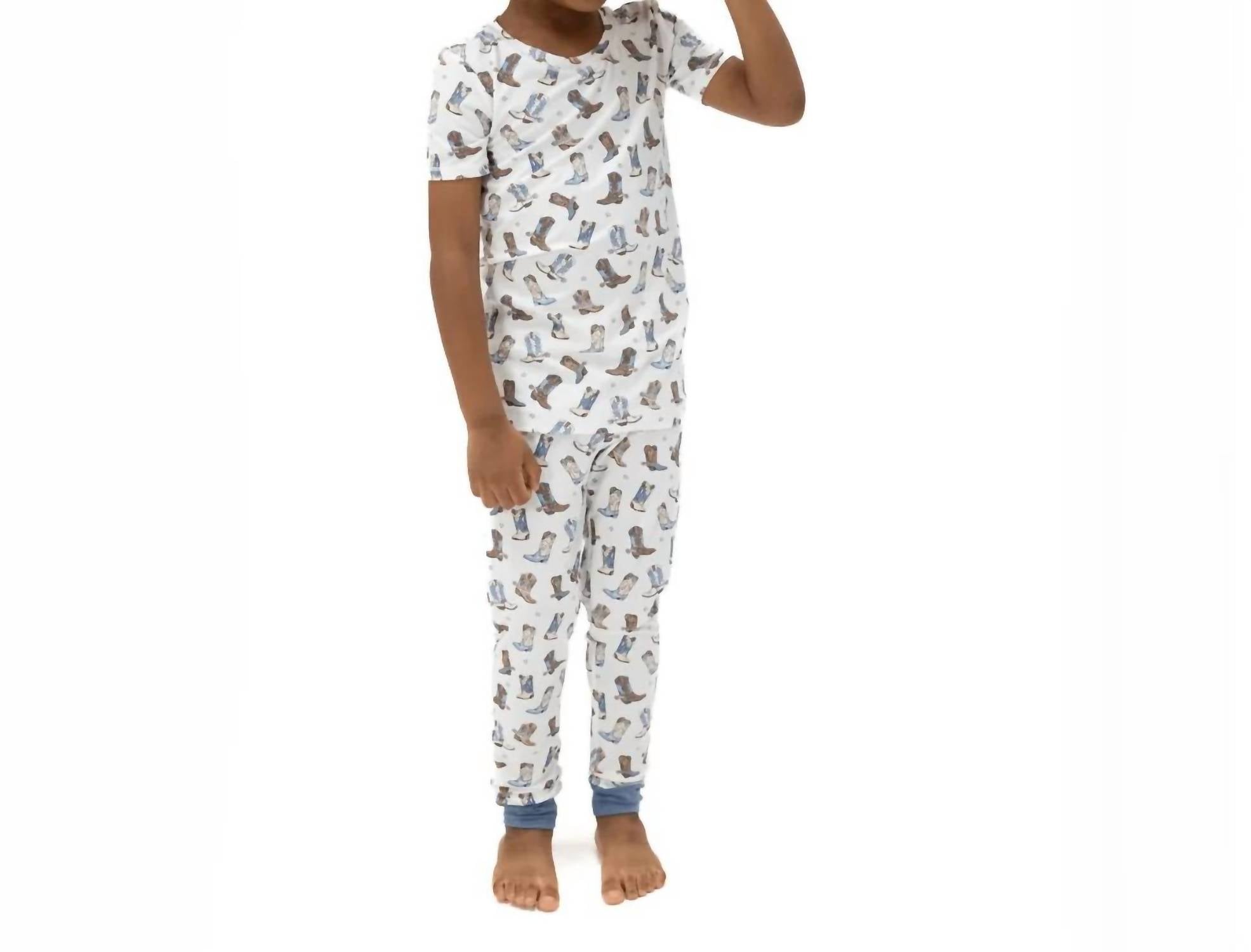 Angel Dear - Kids Cowboy Boots Bamboo Short Sleeve Pajama Set