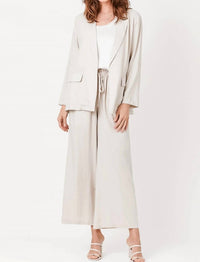 Mystree - Paper Waist Linen Wide Leg Pants