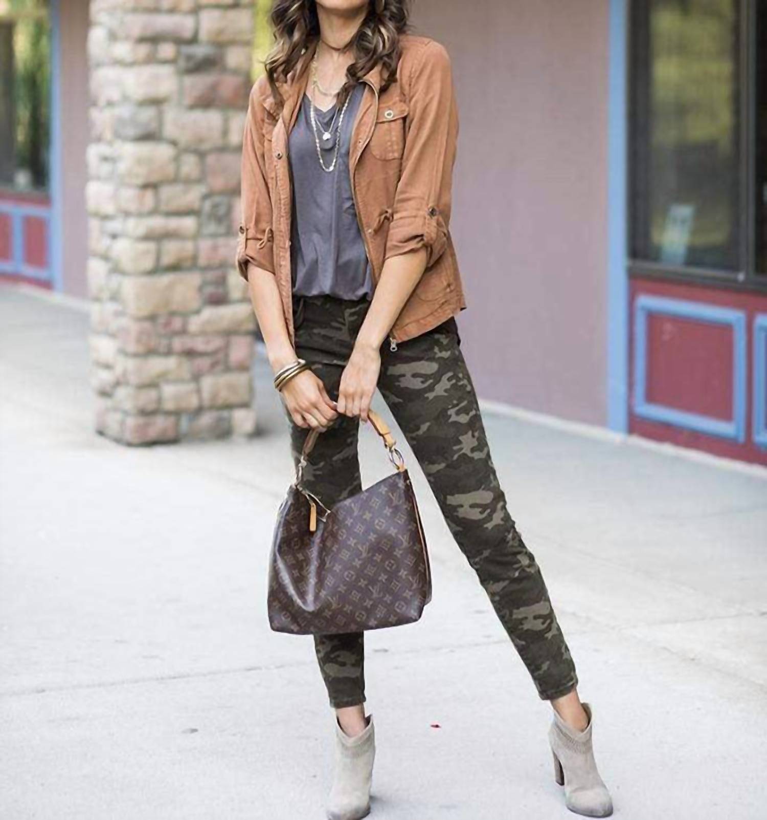 Grace And Lace - Camo Mid Rise Zip Up Jeggings