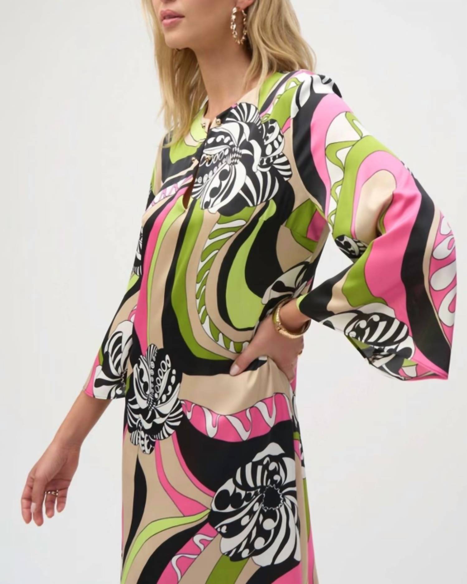 Joseph Ribkoff - Satin Retro Print Straight Dress