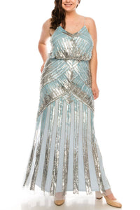 Aidan Mattox - Allover Beaded Long Dress