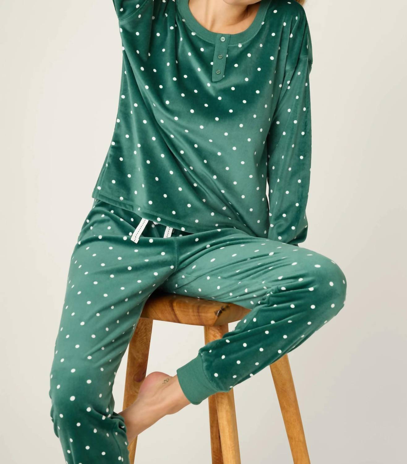 PJ Salvage Let's Get Toasty Lounge Set in dark forest polka dot - women's sleepwear - view 4