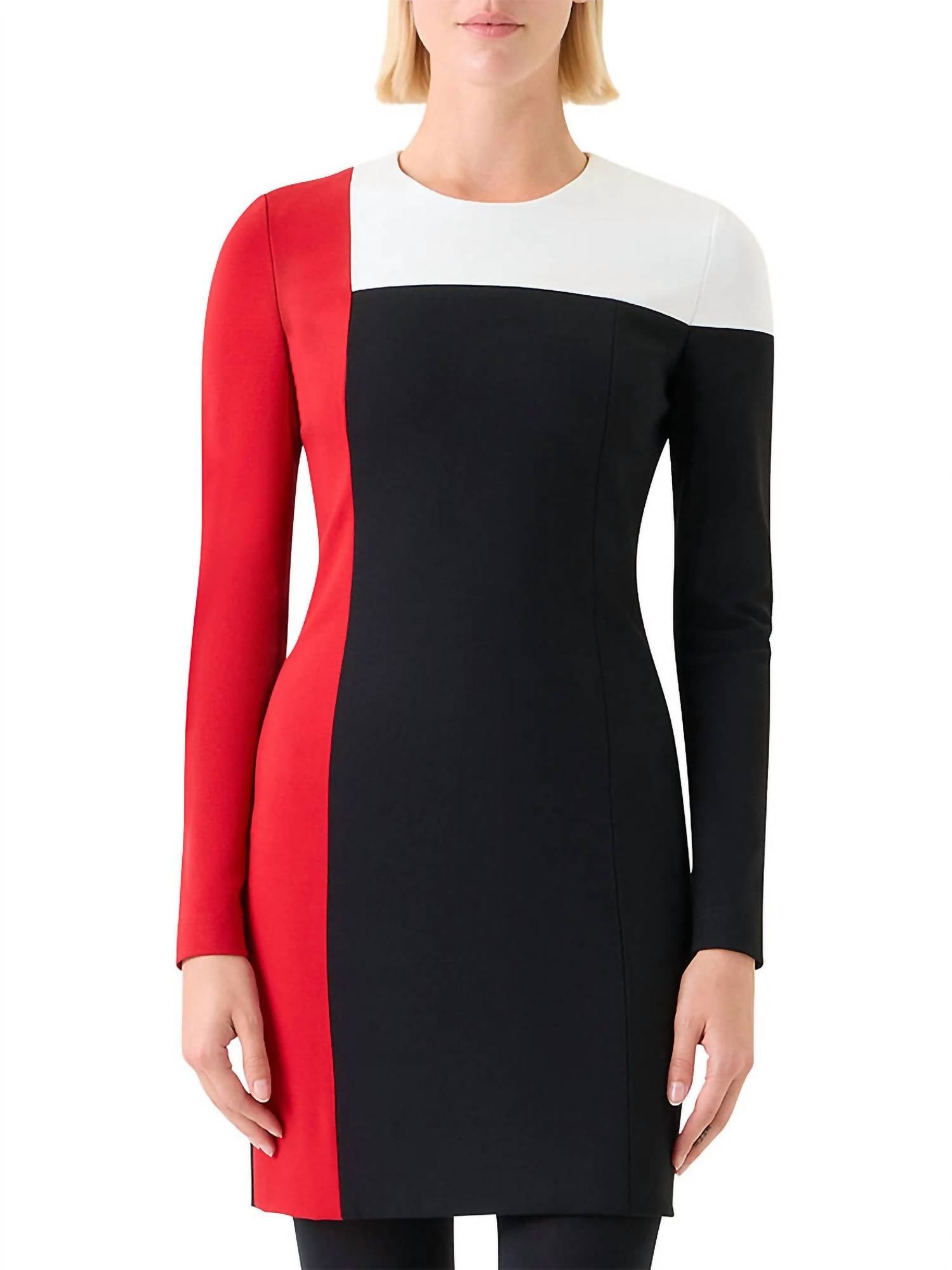 Akris Punto - Women's Long Sleeve Signature Stretch Colorblk Shift Dress