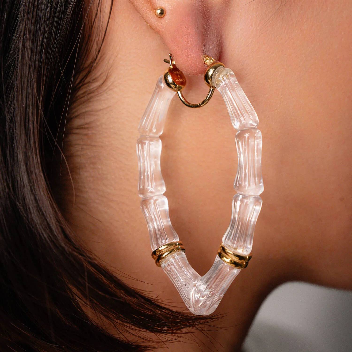 Gold & Honey - Women's Vivienne Bamboo Lucite Hoop Earrings