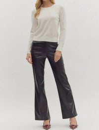 Entro - Solid Button Detail Cuff Long Sleeve Top