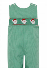 Petit Bebe - Boy's Santa Smocked Gingham Long Jon Jon